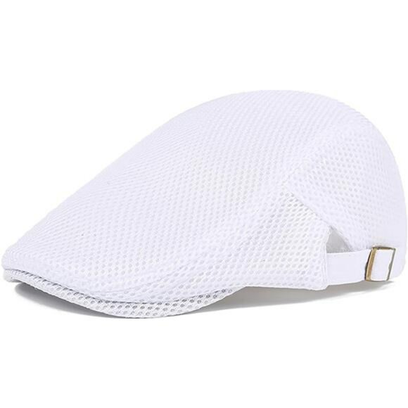Mens Mesh Summer Flat Cap Adjustable Breathable Ivy Newsboy Driving Hat - Picture 1 of 6
